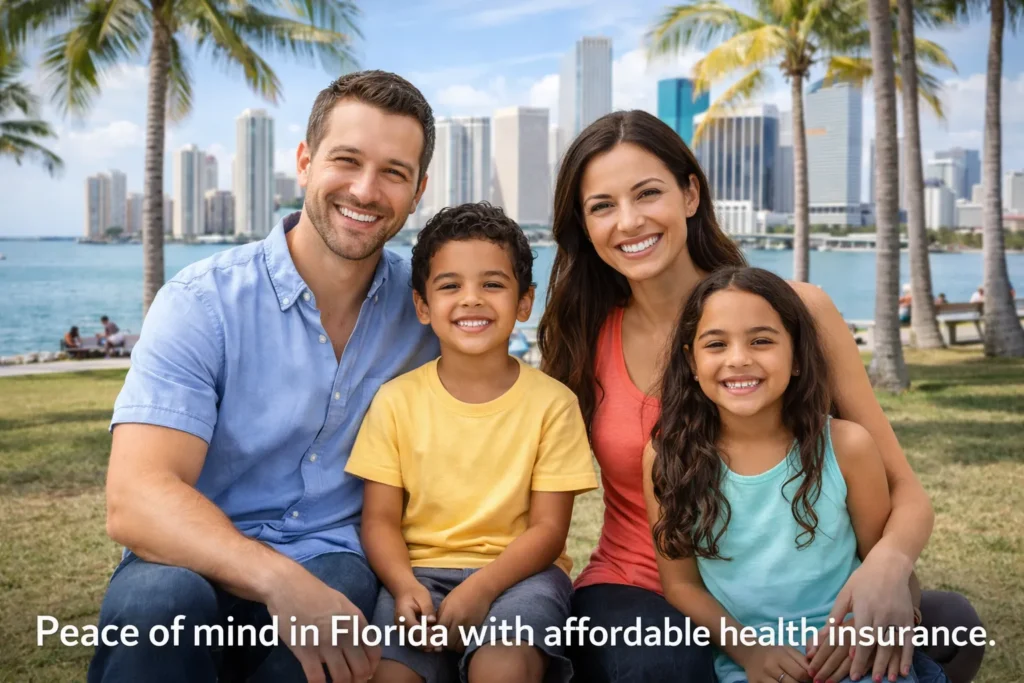 A family enjoying peace of mind with affordable health insurance in Florida.