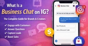 Instagram business chat example showing customer messaging a brand about product availability